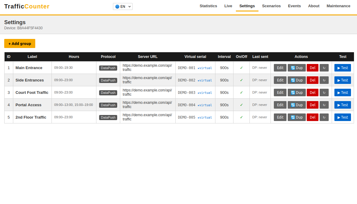 Settings – Groups